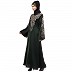 A-line party wear abaya with Resham embroidery work- Green